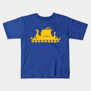 Cute Yellow Viking Ship Silhouette Kids T-Shirt